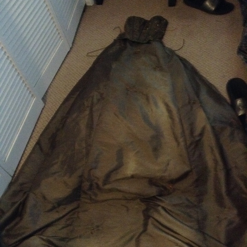 Olive green prom dress